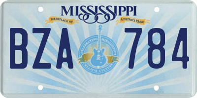 MS license plate BZA784