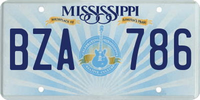 MS license plate BZA786