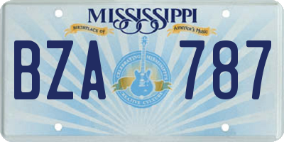 MS license plate BZA787