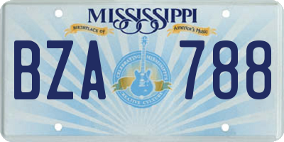 MS license plate BZA788
