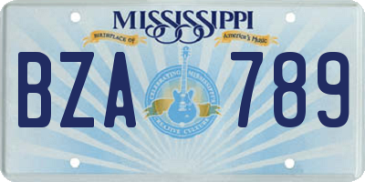 MS license plate BZA789
