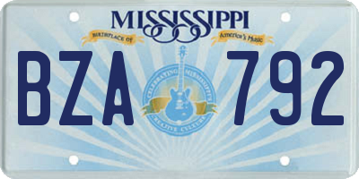 MS license plate BZA792