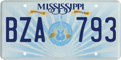 MS license plate BZA793
