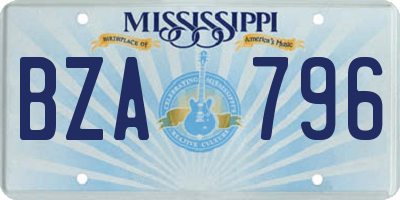 MS license plate BZA796