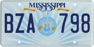MS license plate BZA798