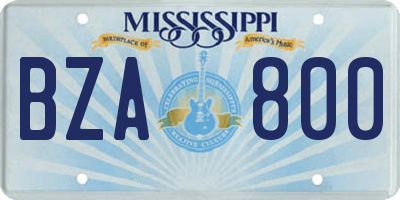 MS license plate BZA800