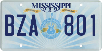 MS license plate BZA801