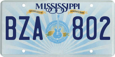 MS license plate BZA802