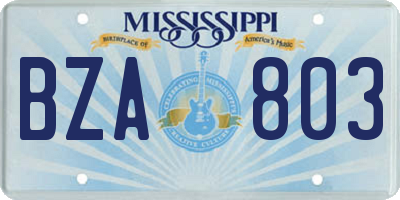 MS license plate BZA803