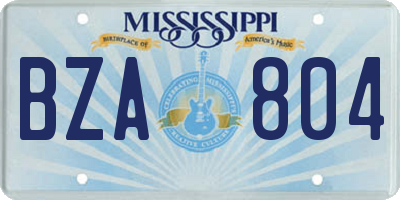 MS license plate BZA804