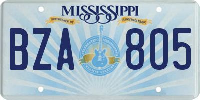 MS license plate BZA805