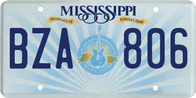 MS license plate BZA806