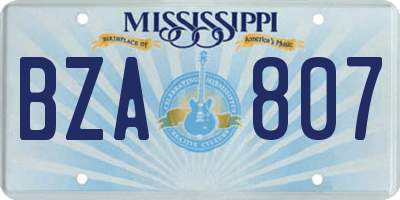 MS license plate BZA807