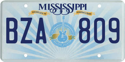MS license plate BZA809