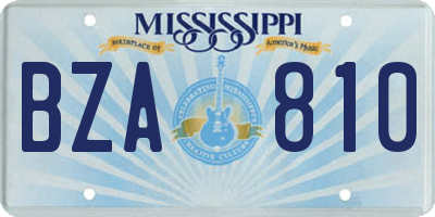 MS license plate BZA810