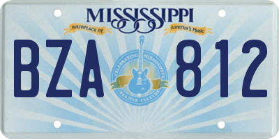 MS license plate BZA812