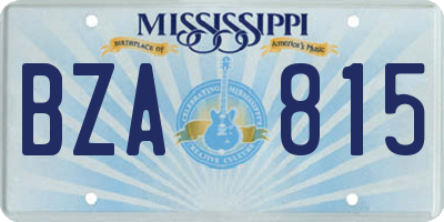 MS license plate BZA815