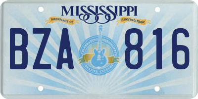 MS license plate BZA816