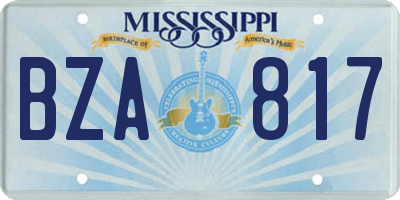 MS license plate BZA817