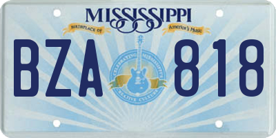MS license plate BZA818