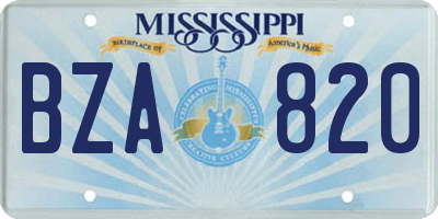 MS license plate BZA820