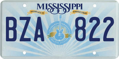 MS license plate BZA822