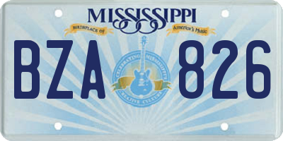 MS license plate BZA826