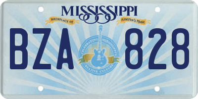 MS license plate BZA828