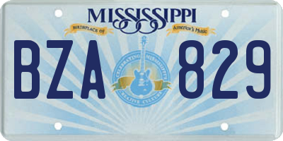 MS license plate BZA829