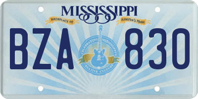 MS license plate BZA830
