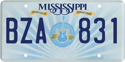 MS license plate BZA831