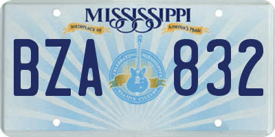 MS license plate BZA832