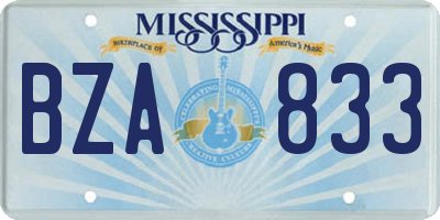 MS license plate BZA833