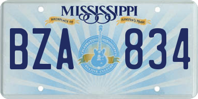 MS license plate BZA834