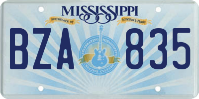 MS license plate BZA835