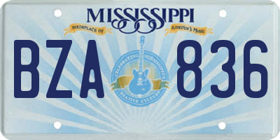 MS license plate BZA836