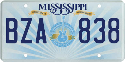 MS license plate BZA838