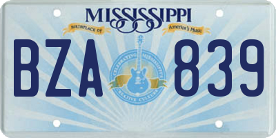 MS license plate BZA839