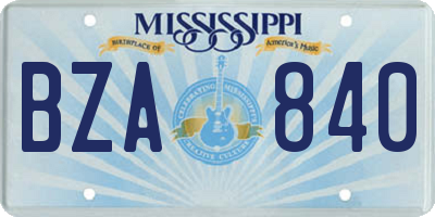 MS license plate BZA840