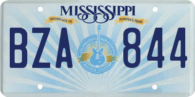 MS license plate BZA844
