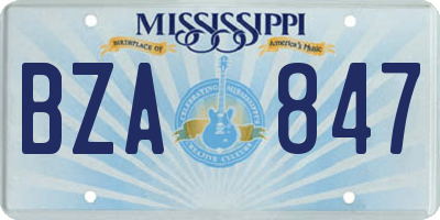 MS license plate BZA847