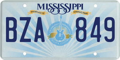 MS license plate BZA849