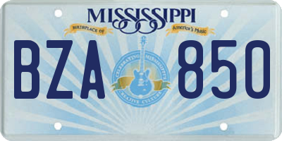 MS license plate BZA850