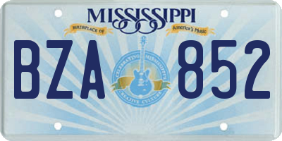 MS license plate BZA852