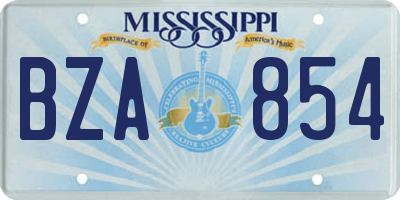 MS license plate BZA854