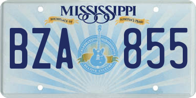 MS license plate BZA855
