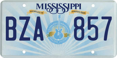 MS license plate BZA857