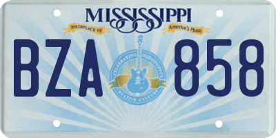 MS license plate BZA858