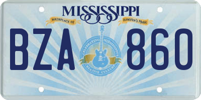 MS license plate BZA860