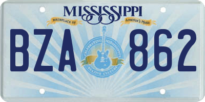 MS license plate BZA862